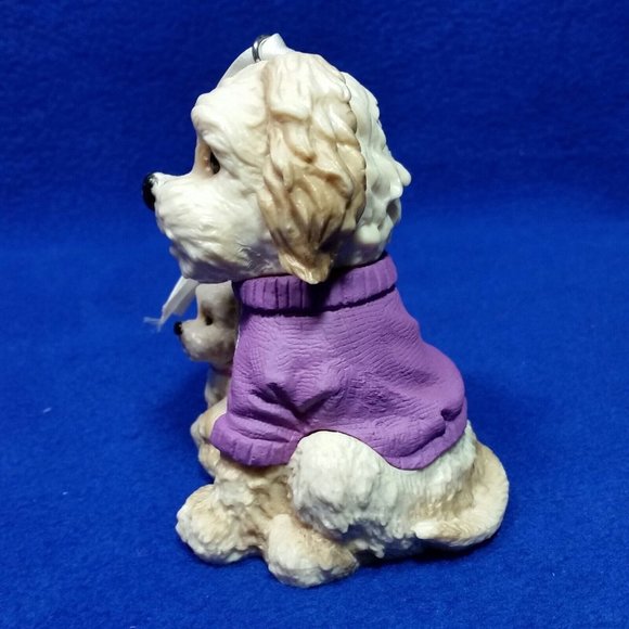 March Of Dimes 2015 Terrier Mom and Puppy Ornament Purple Sweater No Box - Picture 6 of 10